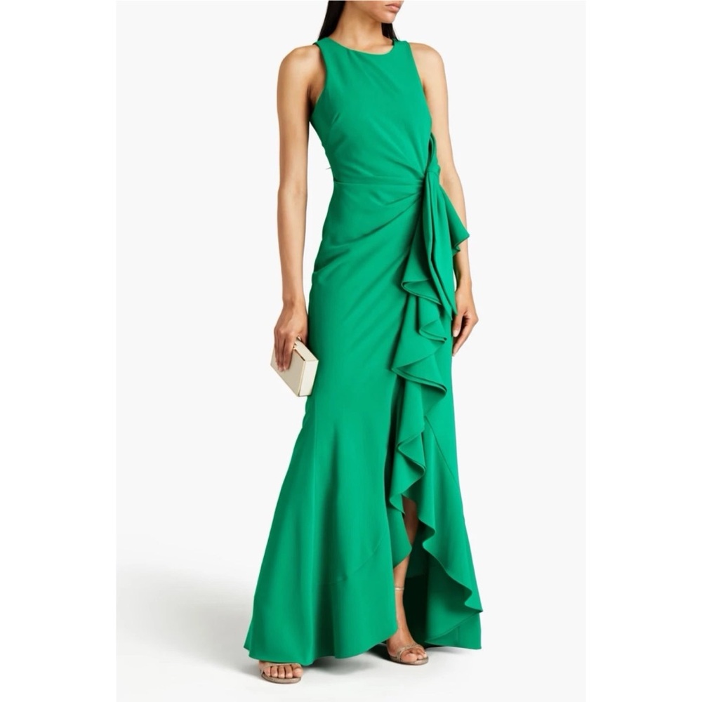 Badgley Mischka Collection Sleeveless Draped Gown Bow 4